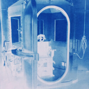 Image of a gas chamber with the door open