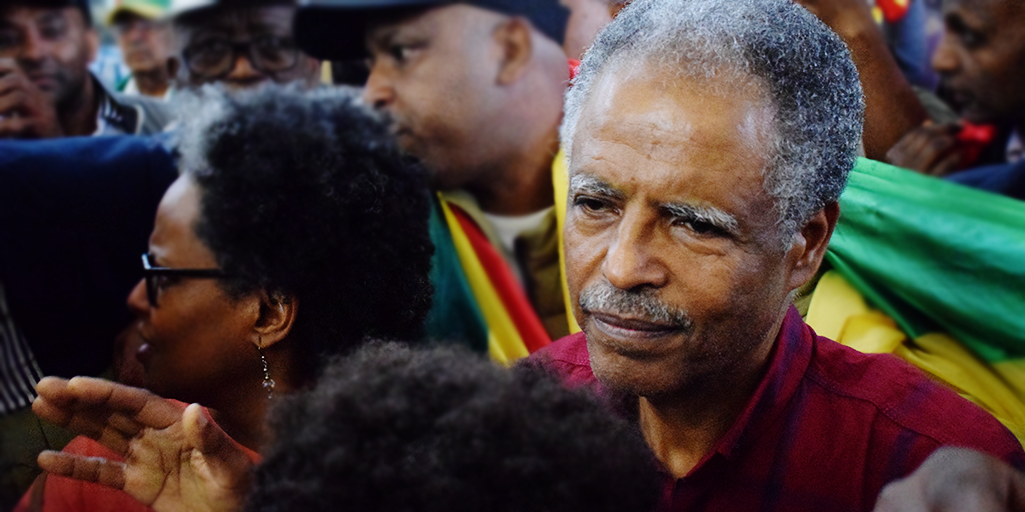 Image of Andy Tsege arriving back in the UK after four years on death row in Ethiopia