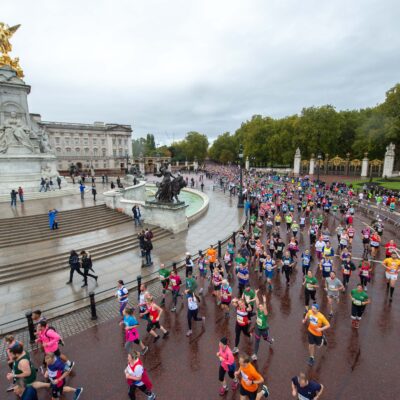 Aerial view of people taking part in Royal Parks Half Marathon