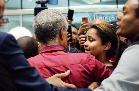 Twitter image of Andy Tsege arriving at Heathrow airport