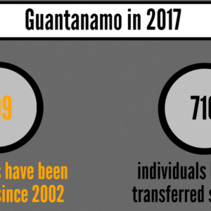 Graphic showing how many people have been held and released from Guantanamo by 2017